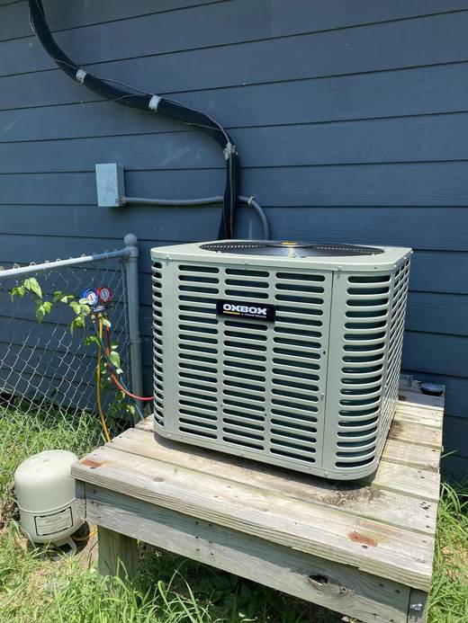 AC condenser on a raised platform — Jefferson's AC & Electrical, Tylertown, MS