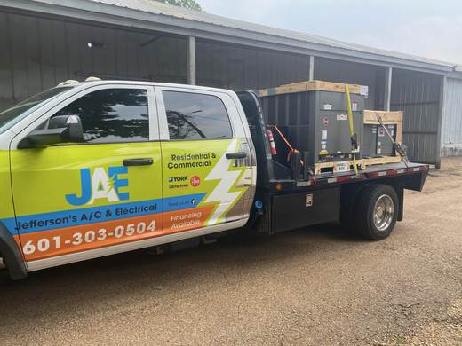 JAE truck loaded for a generator job — Jefferson's AC & Electrical, Tylertown, MS