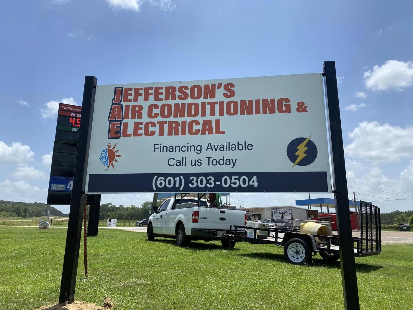 Jefferson's AC & Electrical roadside sign in Tylertown, MS
